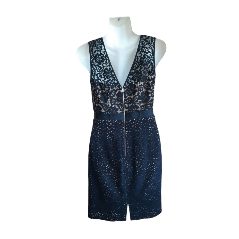 BCBGMaxAzria Alice Lace Black and Tan Dress - Picture 7 of 9